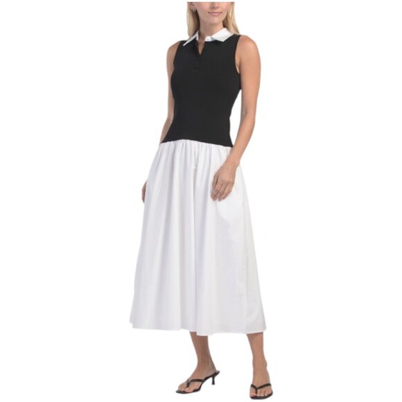 ENDLESS ROSE Mixed Media Cotton Polo Midi Dress - Picture 1 of 2
